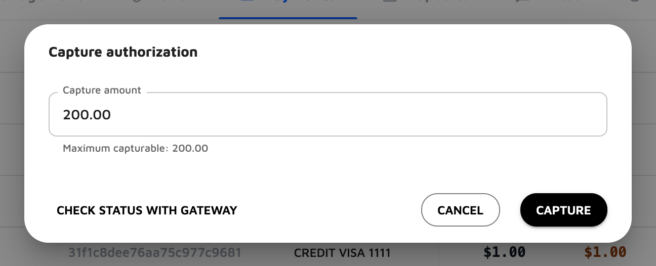 Capture an authorization: full or partial