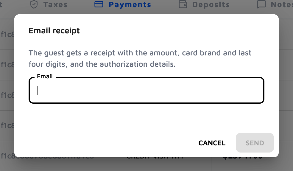 Email a receipt to the guest